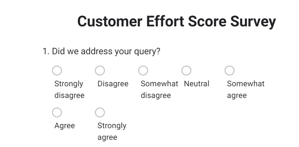 Customer Effort Score Survey Range Scale