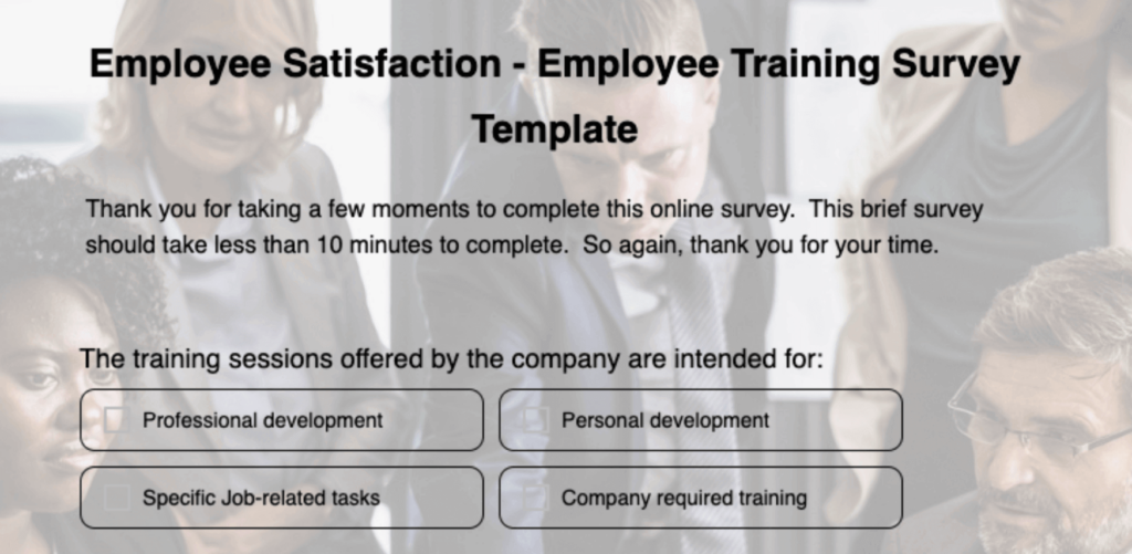 Employee Satisfaction - Employee Training Survey Template