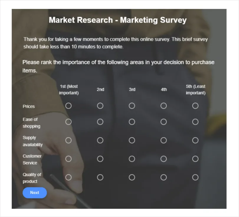 market research survey topics